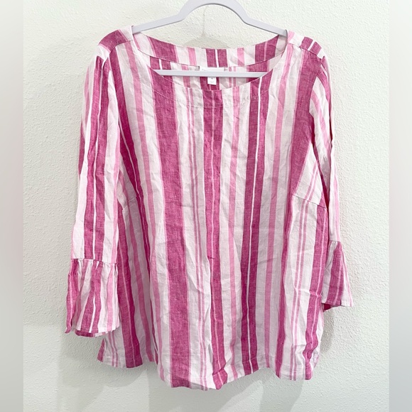 Charter Club Pink and White Striped Blouse - Picture 1 of 6
